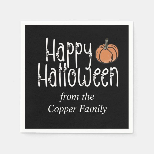 Festive Skull Halloween personalized Napkin (Front)