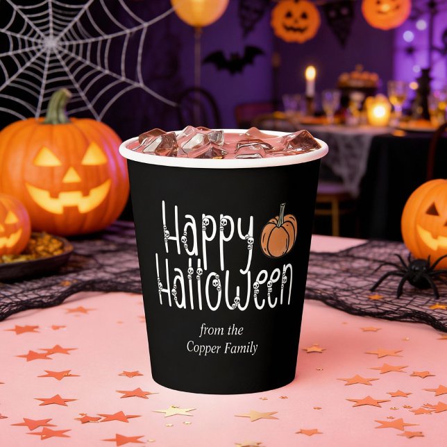 Festive Skull Halloween personalized  Paper Cups (halloween party paper cup)