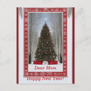 ✨ Festive Snow Covered Christmas Tree Winter Postcard