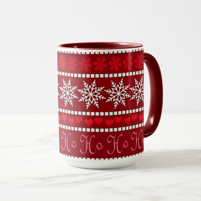 Festive Snowflake and Reindeer Design Mug (Front Right)