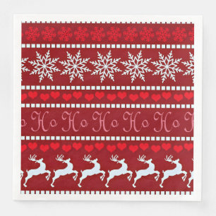 Festive Snowflake and Reindeer Design Napkin