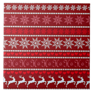 Festive Snowflake and Reindeer Design Tile