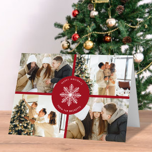 Festive Snowflake Christmas 4 Photo Holiday Card
