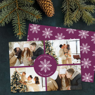 Festive Snowflake Christmas 4 Photo Holiday Card