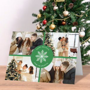 Festive Snowflake Christmas 4 Photo Holiday Card