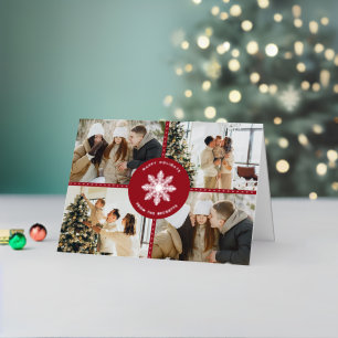 Festive Snowflake Christmas 4 Photo Real Foil Holiday Card