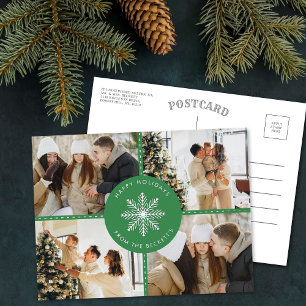 Festive Snowflake Christmas 4 Photo Real Foil Holiday Postcard