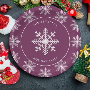 Festive Snowflake Christmas Holiday Party Paper Plate
