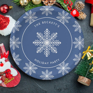 Festive Snowflake Christmas Holiday Party Paper Plate