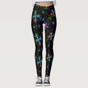 Festive Snowflake Christmas Lights Neon Leggings