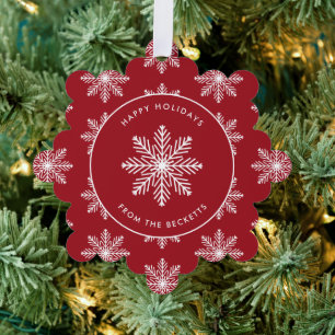 Festive Snowflake Christmas Photo Ornament Card