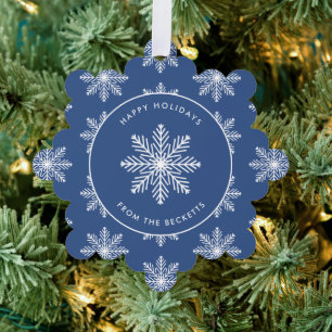 Festive Snowflake Christmas Photo Ornament Card