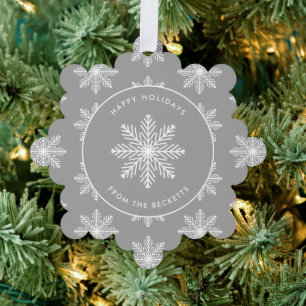 Festive Snowflake Christmas Photo Ornament Card