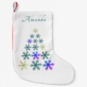 Festive Snowflake Christmas Tree Script Small Christmas Stocking