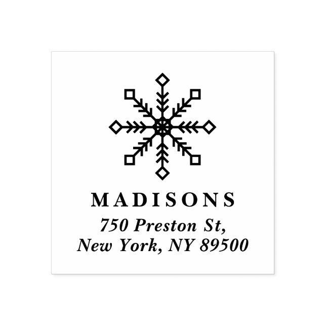 Festive Snowflake Holiday Return Address II Rubber Stamp (Imprint)