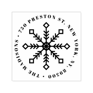 Festive Snowflake Holiday Return Address Self-inking Stamp