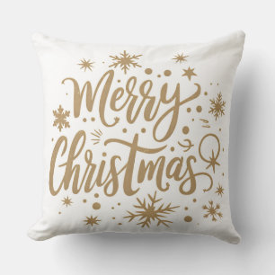 Festive Snowflake Merry Christmas Throw Pillow