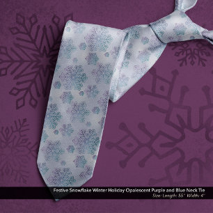 Festive Snowflake Winter Holiday Opalescent Purple Tie