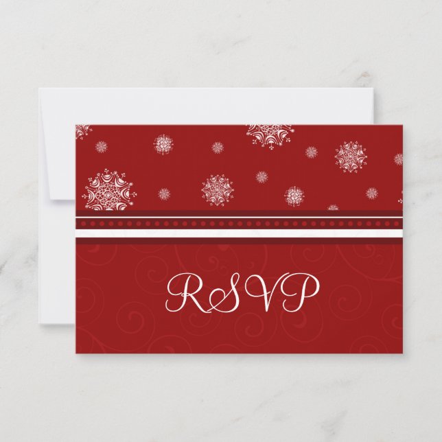 Festive Snowflakes Christmas Wedding RSVP Cards (Front)