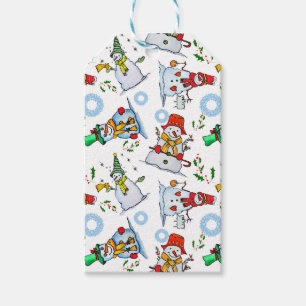 Festive snowman and holiday cheer gift tags