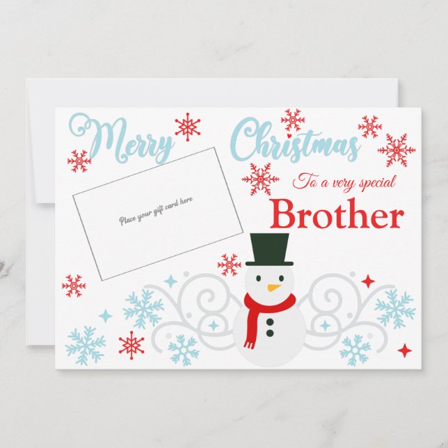 Festive Snowman Brother Gift Card Holder (Front)