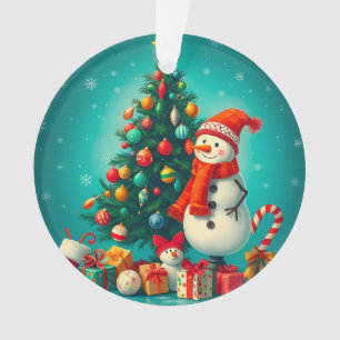 🎄 Festive Snowman Christmas Glow ❄️ Tree & Gifts Ornament