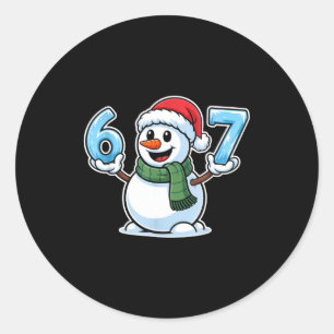 Festive Snowman Christmas Winter Cheer 67 Number  Classic Round Sticker