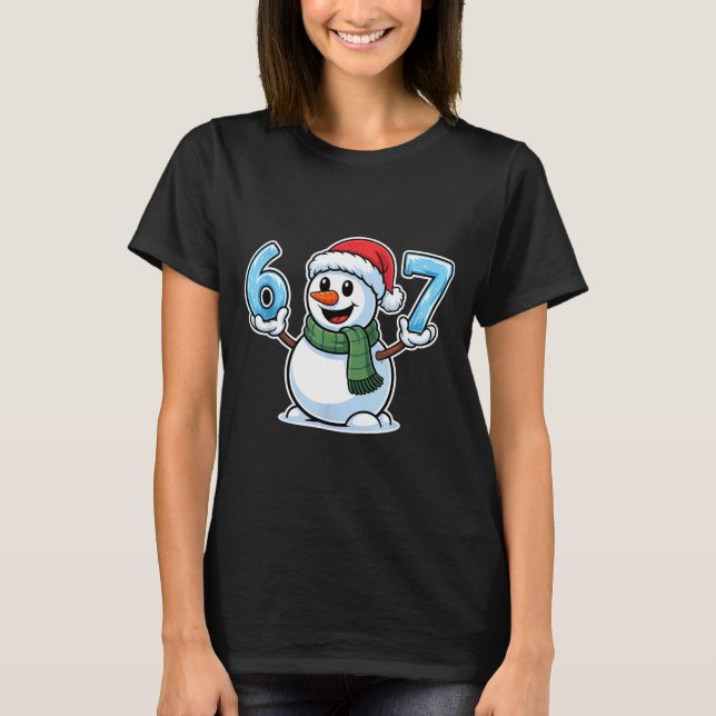 Festive Snowman Christmas Winter Cheer 67 Number  T-Shirt (Front)