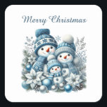 Festive snowman customizable Merry Christmas Square Sticker<br><div class="desc">Festive snowman customizable Merry Christmas Square Sticker</div>