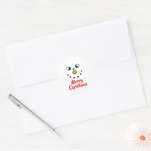 Festive Snowman Face Merry Christmas Classic Round Sticker