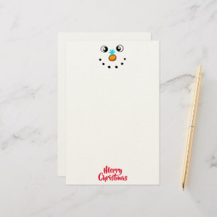 Festive Snowman Face Merry Christmas Stationery