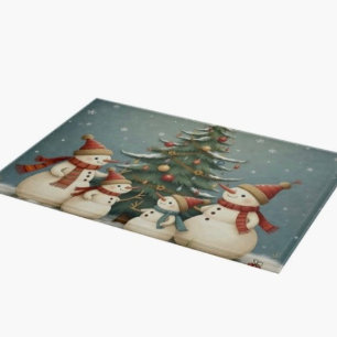Festive Snowman Family Christmas Collection Cutting Board