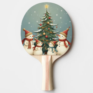 Festive Snowman Family Christmas Collection Ping Pong Paddle