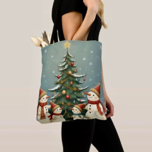 Festive Snowman Family Christmas Collection Tote Bag