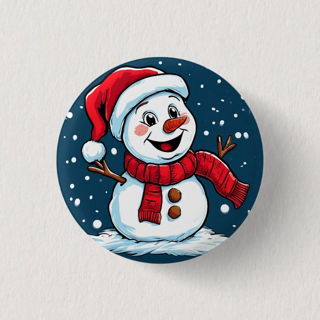 ❄️ Festive Snowman Holiday Cheer 🎅 1 Inch Round Button (Front)