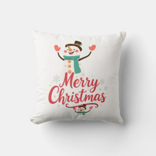 Festive Snowman Merry Christmas Lip Balm Throw Pillow