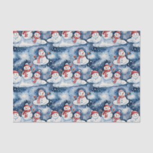 Festive Snowman Pattern in Watercolor Tissue Paper