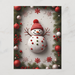 ❄️ Festive Snowman Pine Holiday Glow 🎄 Winter Postcard
