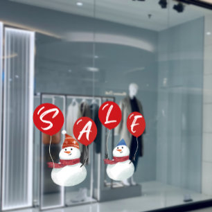 Festive Snowman SALE Holiday Vibes Store Window Cling