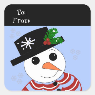 Festive Snowman Square Sticker