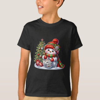 Festive Snowman & Tree Applique Christmas Sweatshi T-Shirt