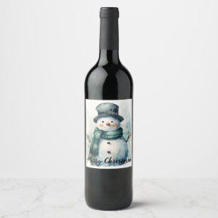 🎄 Festive Snowman Wine Label 🍷