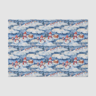 Festive Snowman Winter Watercolor Tissue Paper