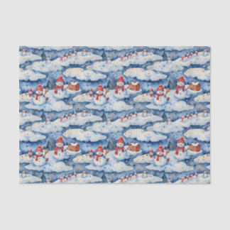 Festive Snowman Winter Watercolor Tissue Paper