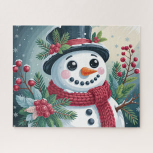 Festive Snowman With Botanicals Jigsaw Puzzle