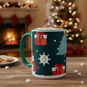 Festive Snowmen Christmas Trees Holiday Gift Mug