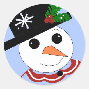 Festive Snowmen Classic Round Sticker