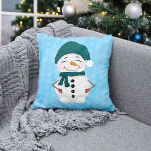 Festive Snowmen Holiday Christmas Throw Pillow