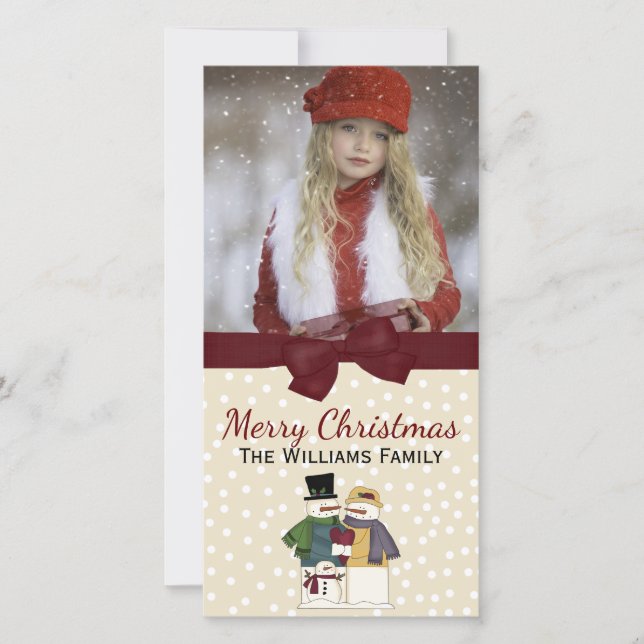 Festive Snowmen Photo Greeting Card (Front)