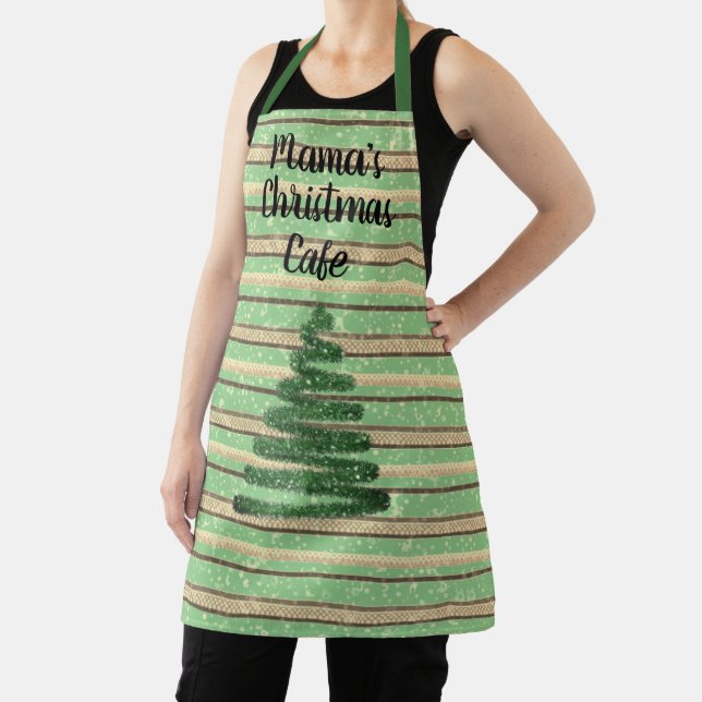 Festive Snowy Christmas Tree Pesonalized Apron (Insitu)